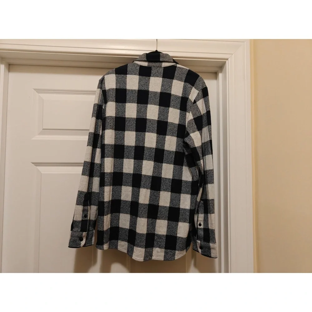 Faherty Brand Mens Legend Sweater Shirt M‎ White Navy Blue Buffalo Check Plaid